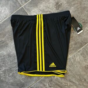 NWT Adidas Wonen’s Shorts with Black and Yellow Stripes Size L